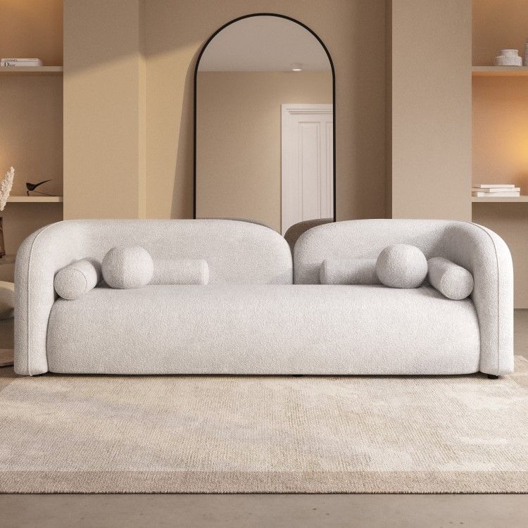 Noble Wood Modern Sofa in Bouclé