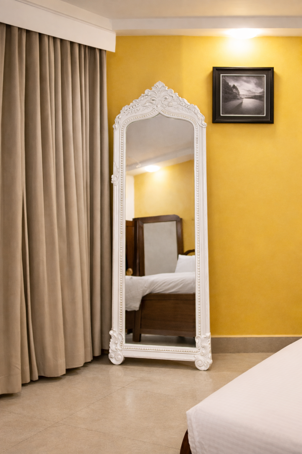 Noble Wood Regal Ivory Floor Mirror