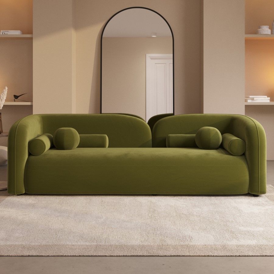 Noble Wood Modern Sofa in Bouclé