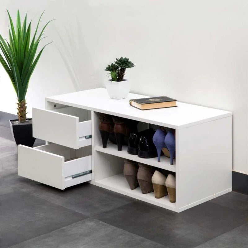 Noble Wood White Shoe Rack For Chic and Functional Entryway