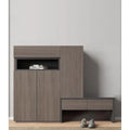 Noble Wood Gray Shoe Cabinet with Shelves and Drawers