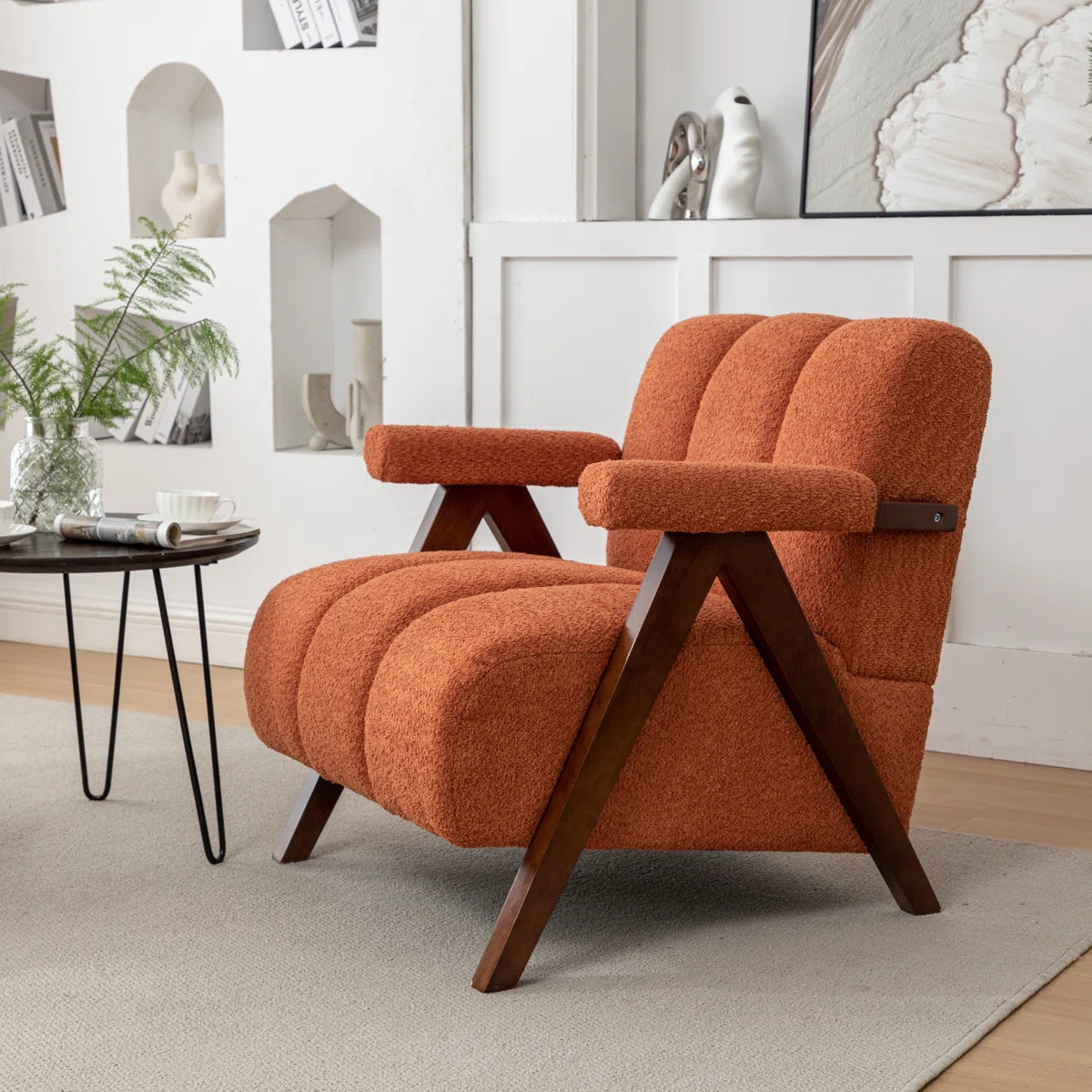 Noble Wood Draedyn Upholstered Bouclé Armchair