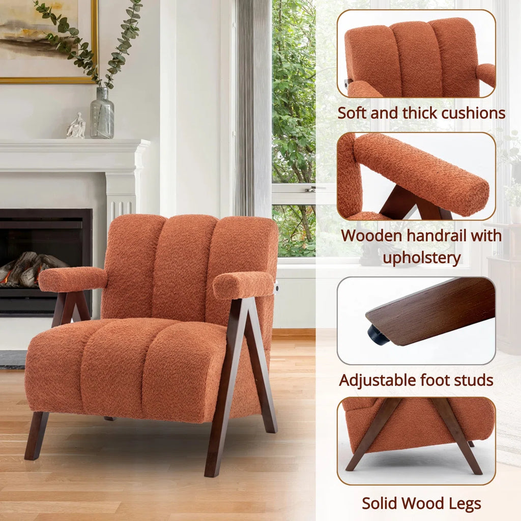Noble Wood Draedyn Upholstered Bouclé Armchair