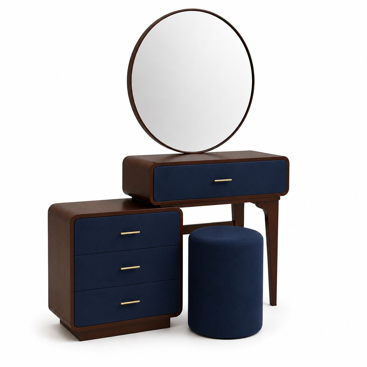 Noble Wood Modern Upholstered Bed Set