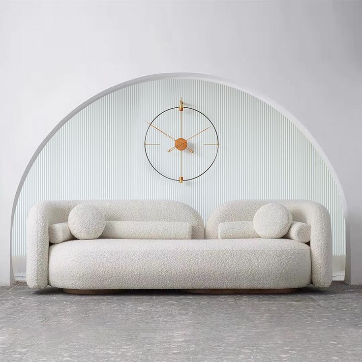 Noble Wood Modern Sofa in Bouclé