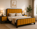 Noble Wood Modern Upholstered Bed Set