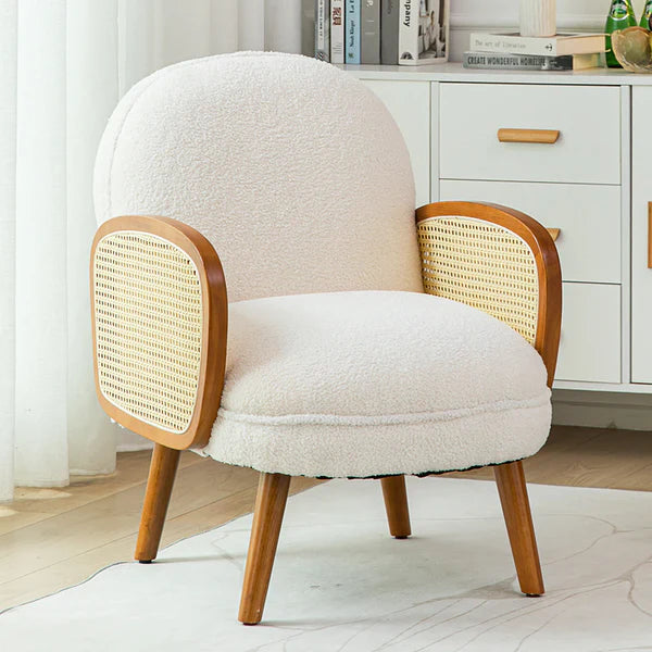 Noble Wood Alma Rattan Natural Wood Accent Chair