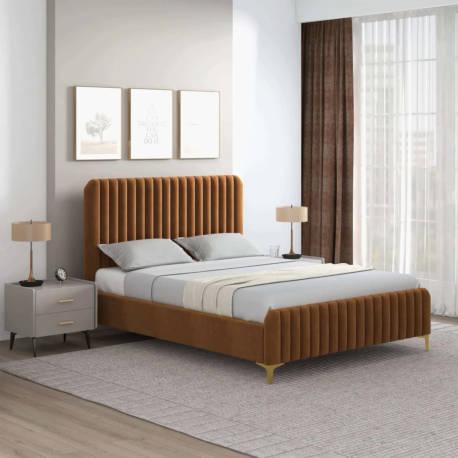 Noble Wood Luxury Velvet Bed Frame
