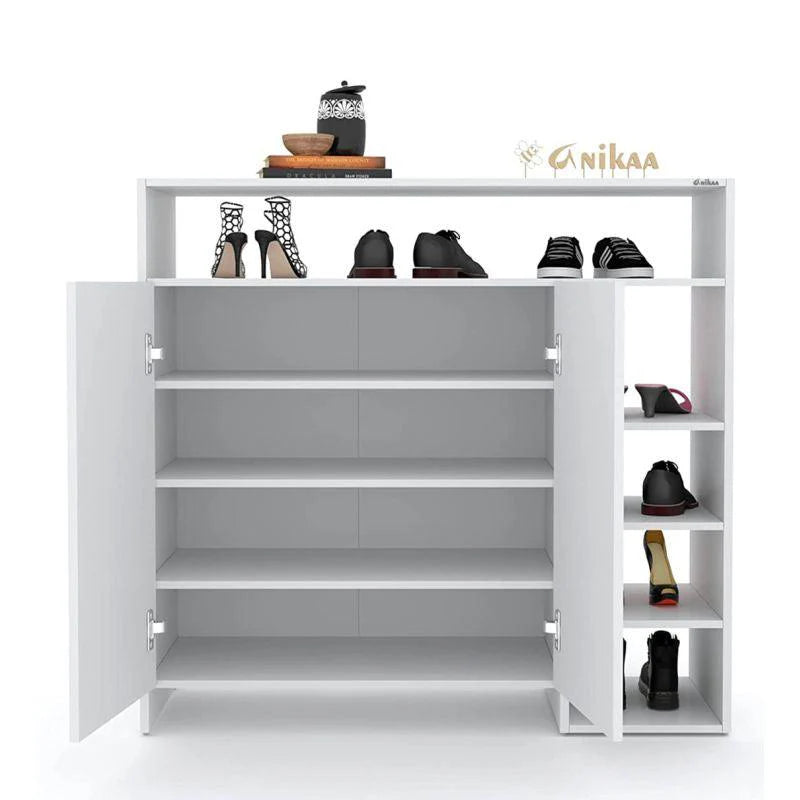 Noble Wood Tall Compressed Wood Shoe Rack (White)