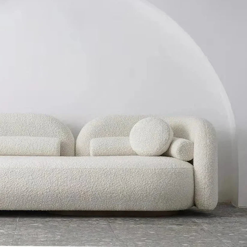 Noble Wood Modern Sofa in Bouclé