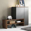 Noble Wood Two-Door Shoe Cabinet with Shelves (Black and Brown)