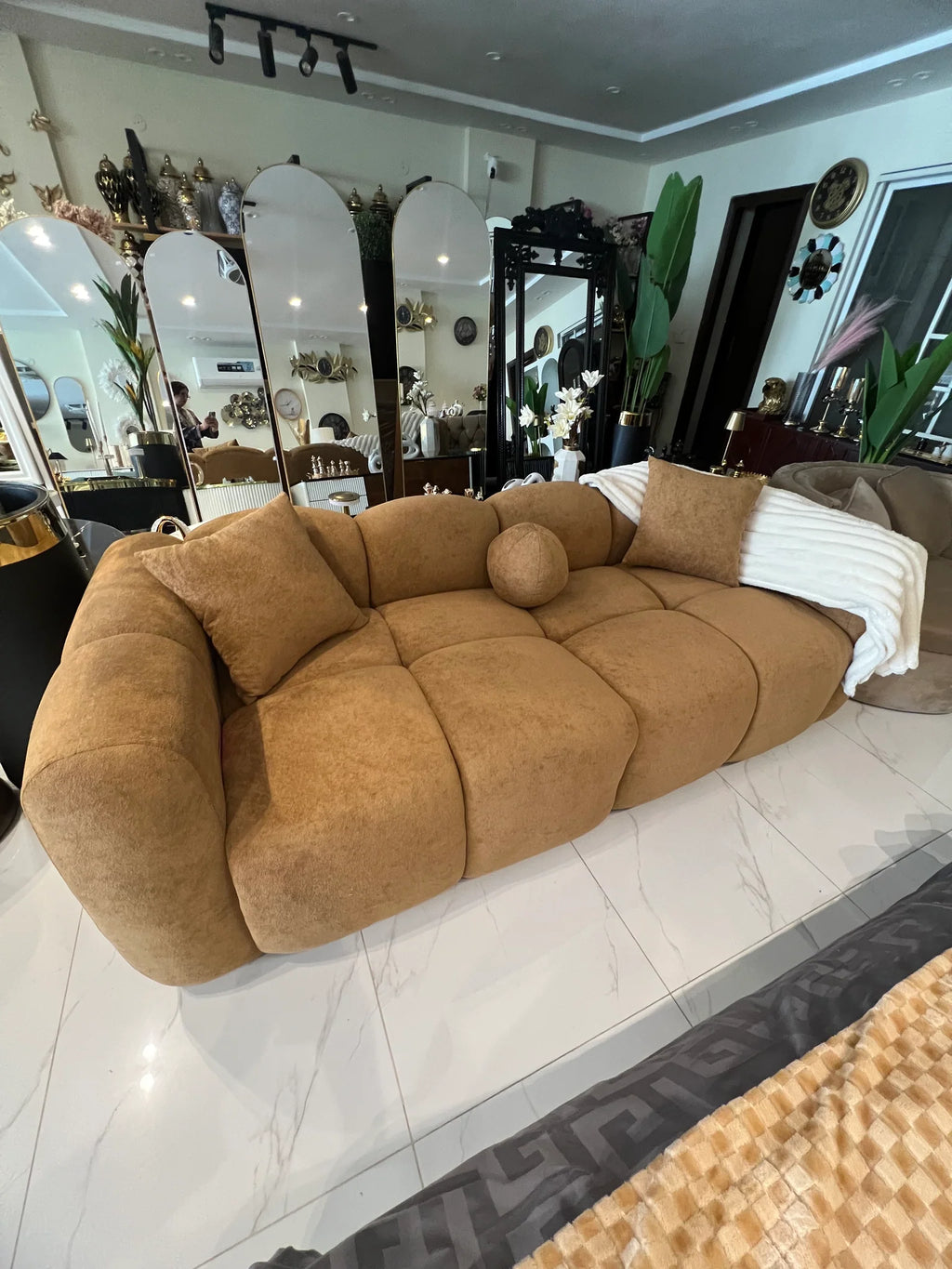 Noble Wood Bubble Sofa in Bouclé (3 Seater)
