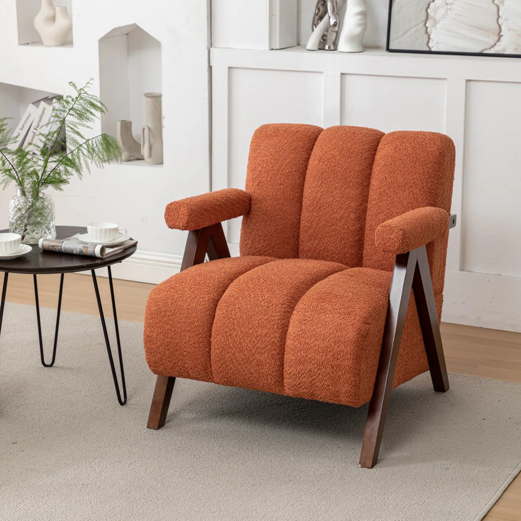 Noble Wood Draedyn Upholstered Bouclé Armchair