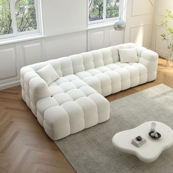 Noble Wood L-Shape Bubble Sofa
