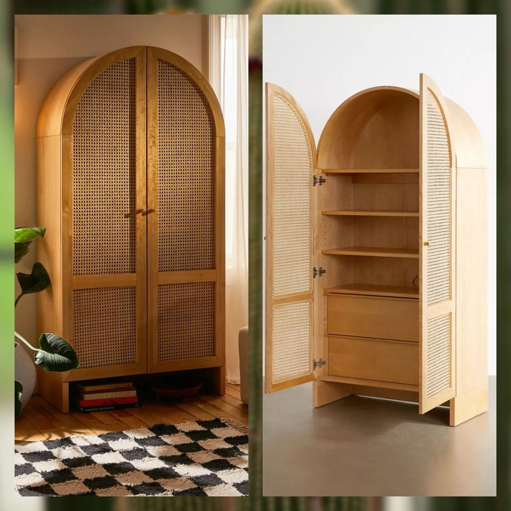 Noble Wood Rattan Cabinet