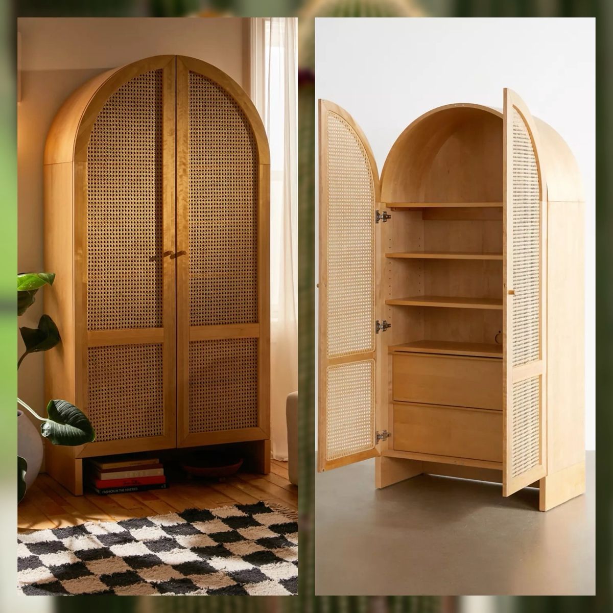Noble Wood Rattan Cabinet