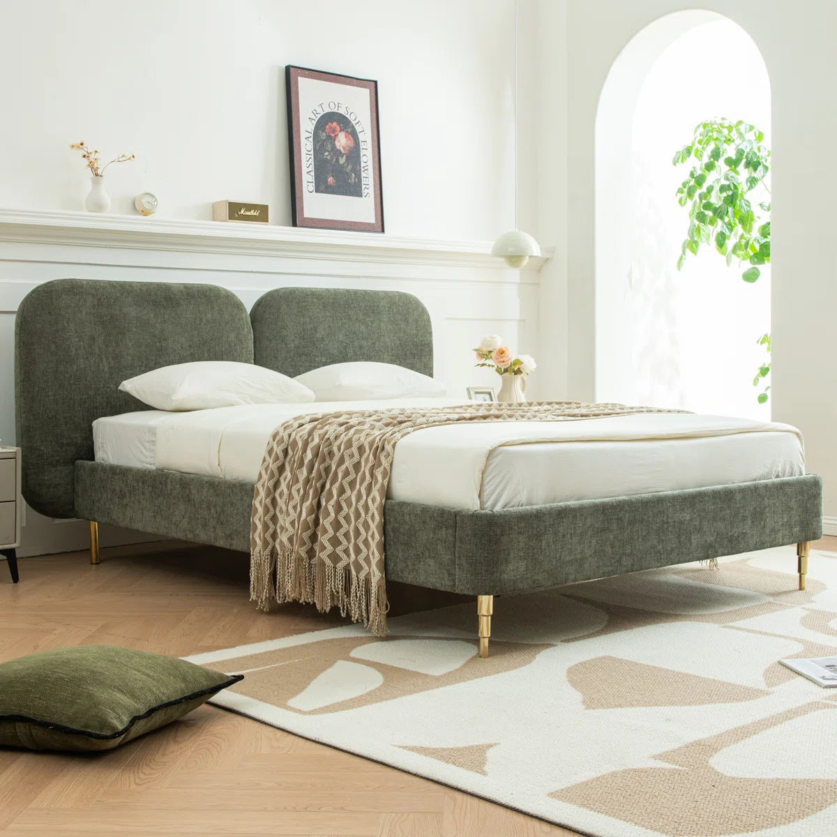 Noble Wood Velour Dream Bed