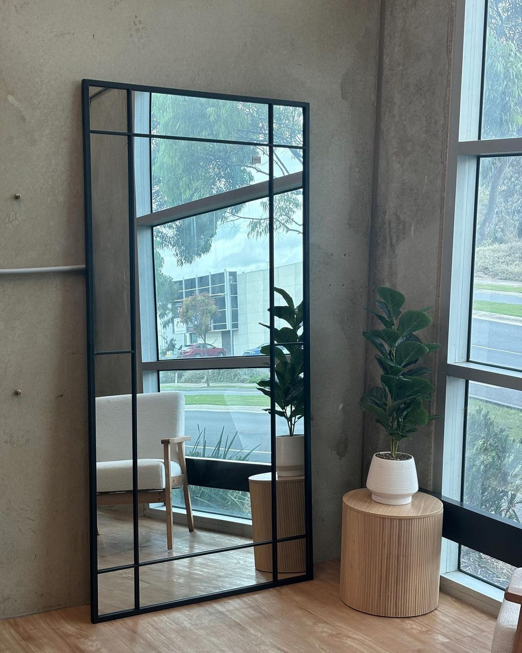 Noble Wood Grid Mirror