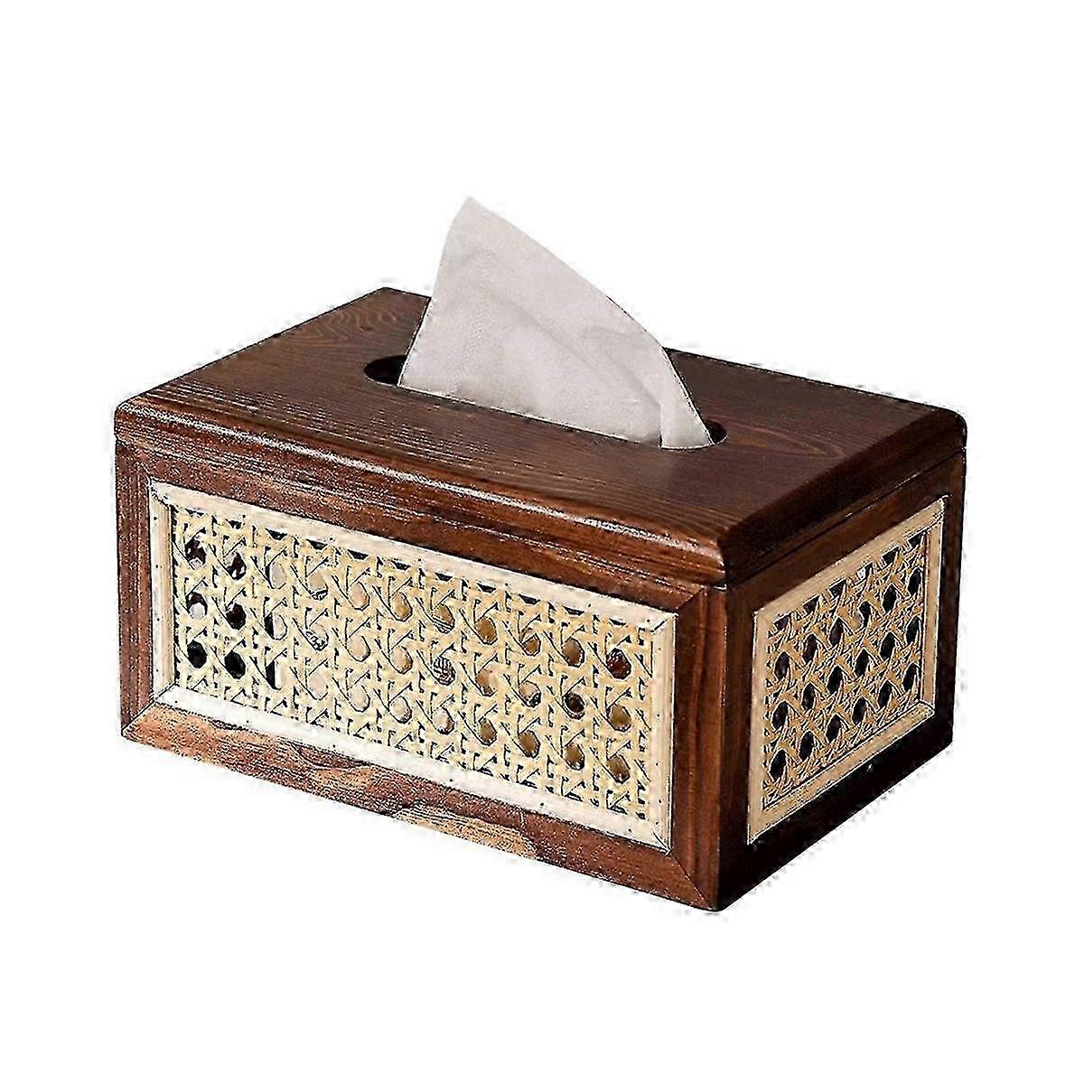 Noble Wood Rattan Tissue Box