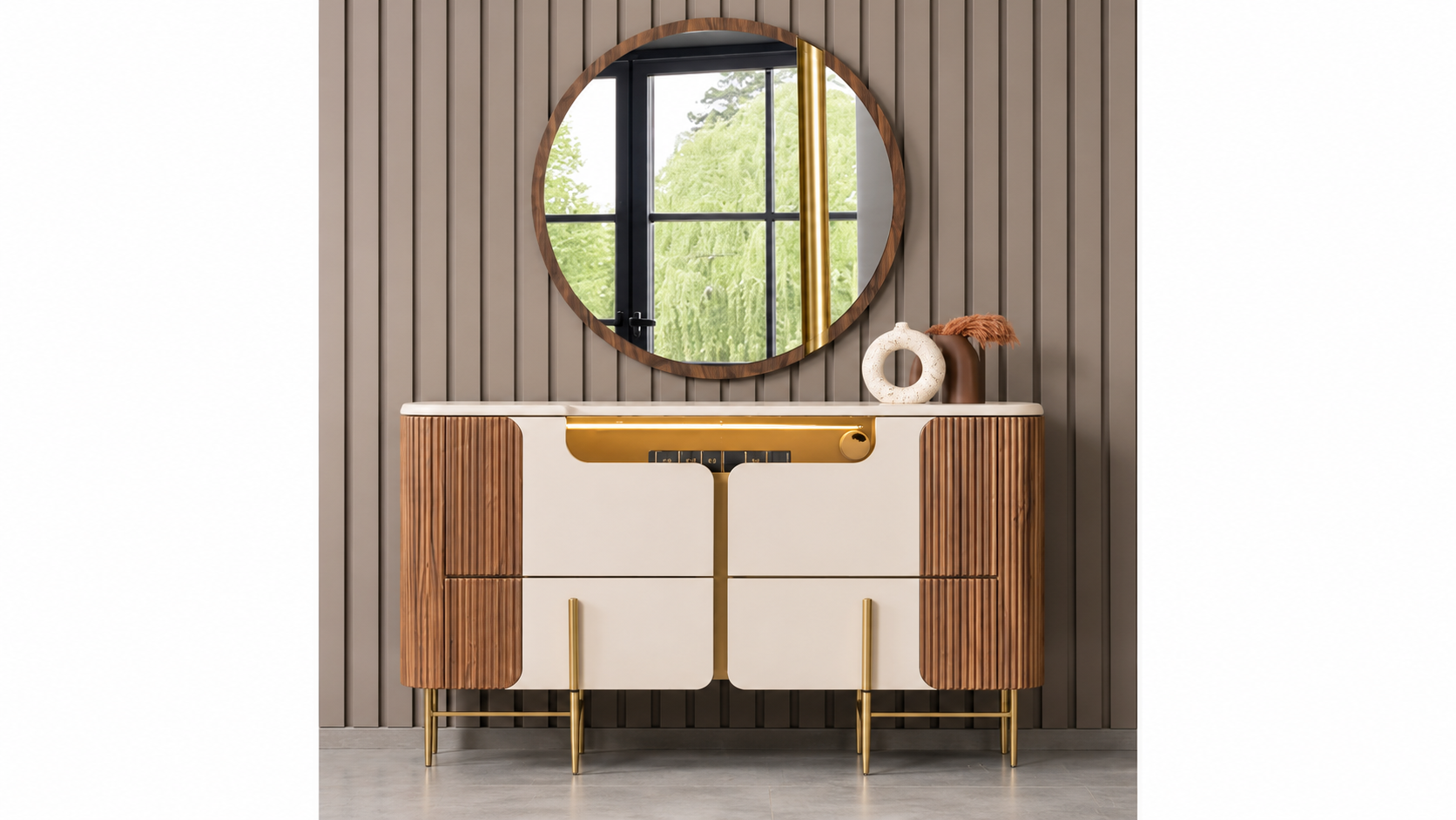 Noble Wood Modern Bouclé Upholstered Bed