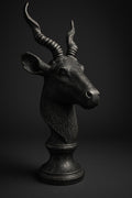Noble Wood Luxury Antelope Figurine – Decorative Animal Head on Pedestal Base
