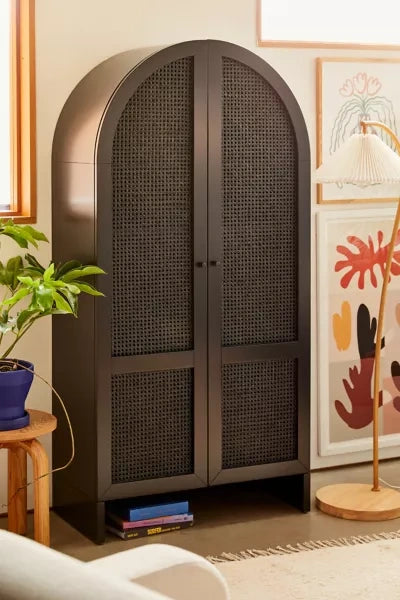 Noble Wood Rattan Cabinet